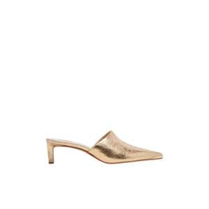 NEW DOLCE VITA women's lexy heeled mules in gold distressed leather